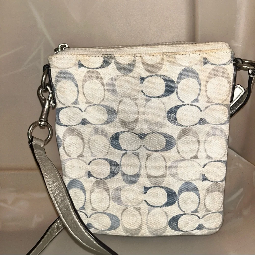 Coach Beige and Silver Crossbody Bag